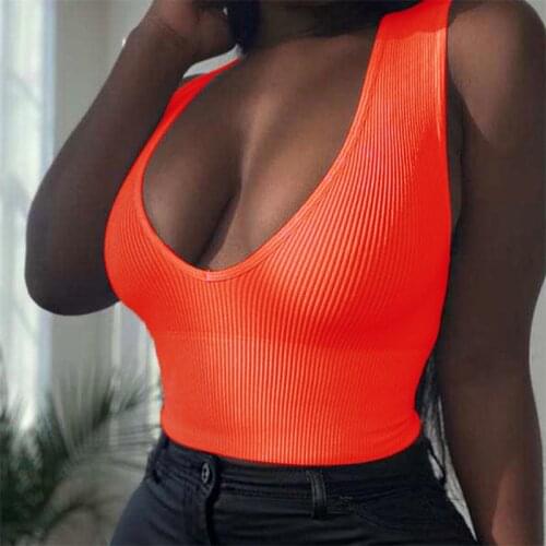 Hirigin Knitted Ribbed Sleeveless Women Tank Tops Summer Sexy V-Neck Basic Casual Female Tank Vest 2021 Solid Slim Streetwear