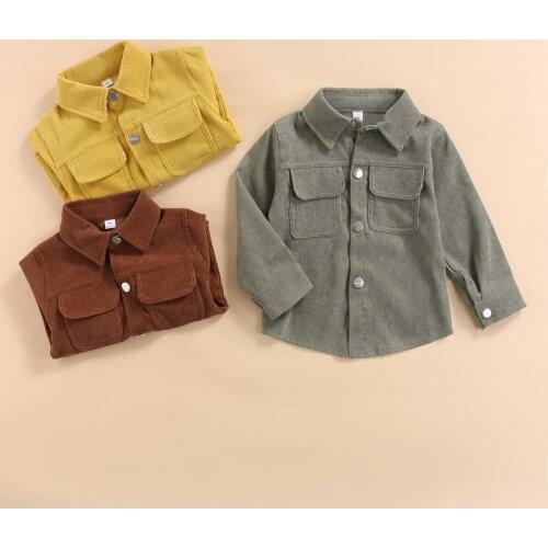 Fashion Baby Clothes Autumn Top Baby Boy Shirt Long Sleeve Corduroy Shirts Girl Solid Blouse Baby Shirts Kids Clothing