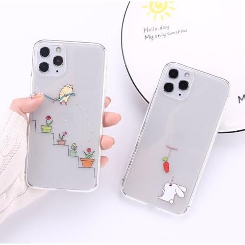 Fashion Funny Lovely Cat Cartoon Transparent Phone Case For iPhone 12 Mini 11 Pro Max XR XS Max 6S 8 7 Plus Soft Capas Fundas