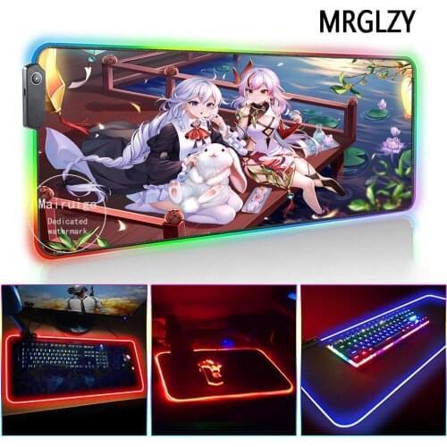 MRGLZY Anime Sexy Cute Girl Mouse Pad LED Light RGB Gamer Drop Shipping Large Desk Mat Gaming Accessories for Laptop Keyboard