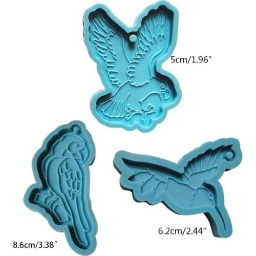 N7MF Birds Animal Keychain Epoxy Resin Mold DIY Crafts Jewelry Casting Tools Necklace Pendant Silicone Mould