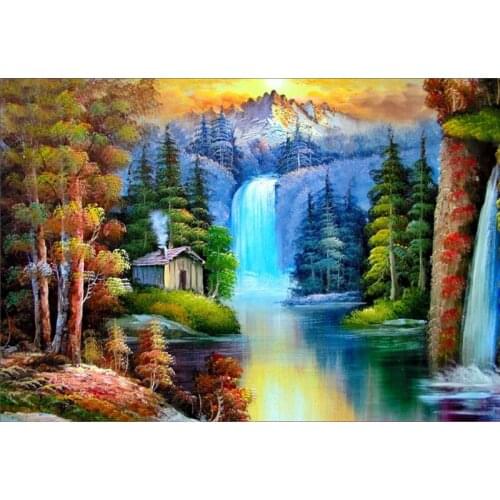 SenyuArt 5D Diamond Painting Landscape Waterfall DIY Square Round Embroidery Cross Stitch Paiting Mosaic Rhinestone Picture Tree