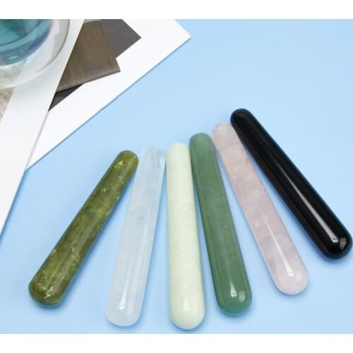 Natural Jade Wand White Crystal Massage Wand Obsidian Stick Natural Stone Body Massage Stick Face Massager Bar Beauty Sticks