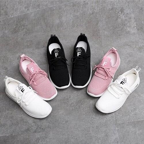2021 new womens shoes tide shoes net red breathable shoes women flying knitting shoes women casual students sports shoes women