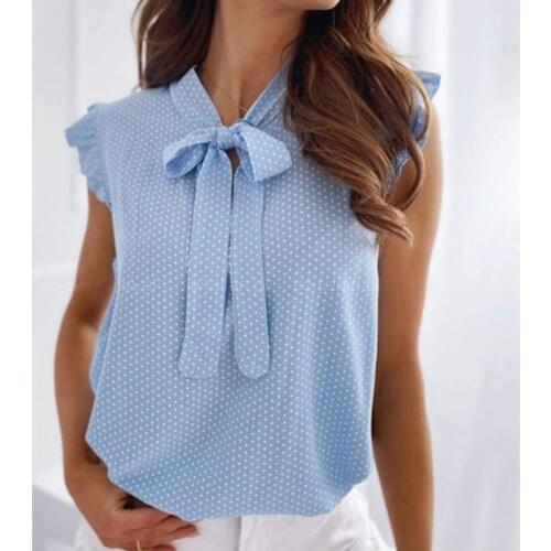 New Women Fashion Shirt Vintage Elegant Blouses Agaric Dot Bow Loose Tops Feminina Blusas Blusas Mujer De Moda 2021 New Shirts