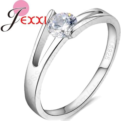 Newest Design 3Size 925 Sterling Silver Clear Cubic Zircon High Quality Wedding Woman Fashion Ring Gift With Box