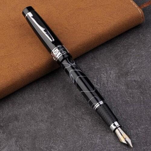 Picasso 915 Black & Grey Pimio Marble Celluloid Fountain Pen 22KGP Medium Nib Eurasian Feelings Gift Box Optional For Supplies