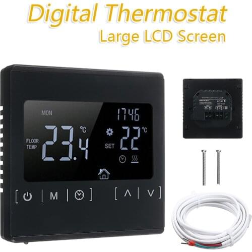 1Pcs Plastic Programmable Digital Thermostat Controller LCD Touch Screen Digital Electric Thermostat 85x85x16mm