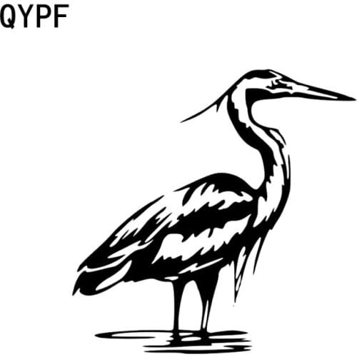 QYPF 15.5CM*15.5CM Funny Car Styling For BIRD Heron Car Sticker Decal Black/Silver Vinyl C15-0795