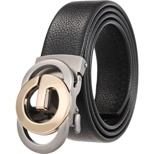 New Genuine Leather Belt Men Belt Automatic Buckle High Quality Male Fashion Jeans Chain Stretch Solid Luxury Brand Mens Belts