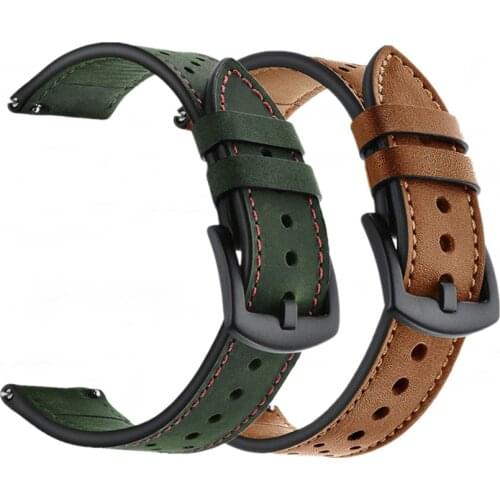 20/22mm Genuine Leather Strap for Samsung Gear S3 Frontier Classic Galaxy Watch 46mm Watchband for Huami Amazfit Huawei Watch gt