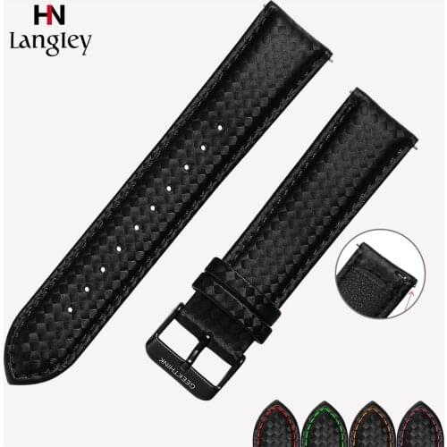 Carbon Fiber Leather Watchband For Samsung Gear S3 S2 Classic Strap 20mm 22mm Galaxy Watch 42mm/46mm Quick Release Wristbands