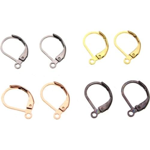 20pcs Gold Black 316L Stainless Steel French Lever Earring Hooks Wire Settings Base Hoops Ear for DIY Jewelry Making Supplies