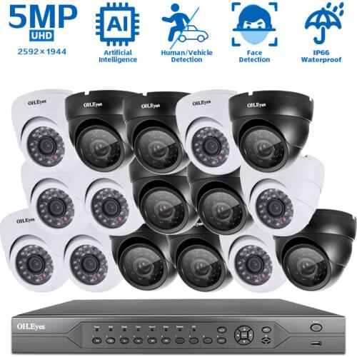 16ch POE CCTV Camera Security System Kit 4K 8CH NVR Kit Outdoor Waterproof IP POE Dome Camera Video Surveillance System Set 5MP
