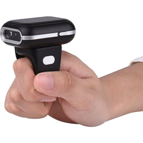 2D Ring Barcode Scanner Portable BT Wireless & USB Wired Barcode Reader Wearable Mini 1D 2D QR BarCode Scanner 270° Rotation