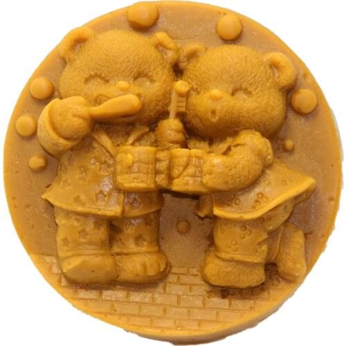 Wedding Valentine Bear Couple Lovers Brush Teeth 3D Silicone Soap DIY Mold Craft Art Candle Mould Soap Making Handmade Soap Mold
