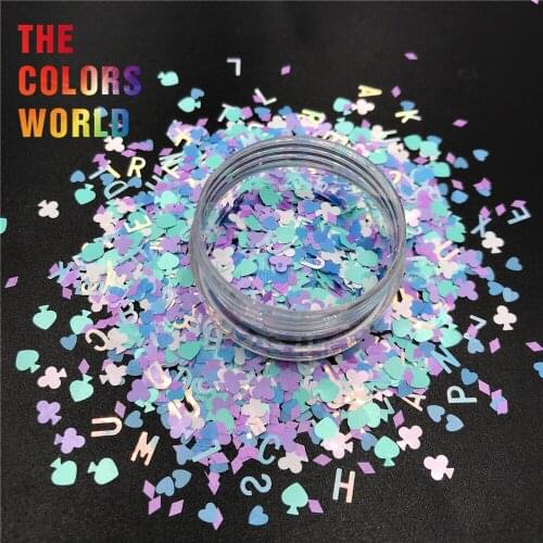 TCT-509 Club Nail Glitter Nail Art Decoration uñas маникюр 네일 Nägel FUNKELN Nail Accessories Spades forma de brillo glitter form