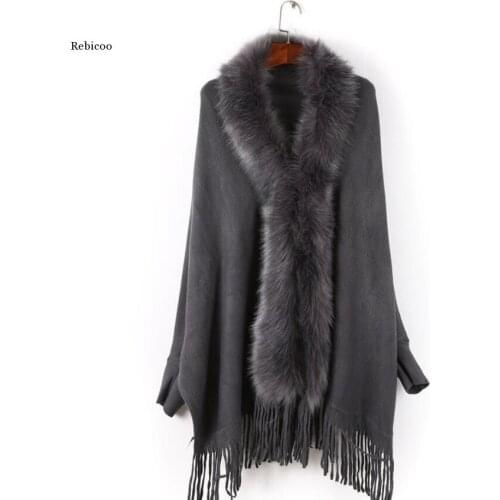 Triangle Thick Warm Winter Cape Women Poncho With Fur Long Cape Coat Women Cloak Winter Ponchos And Capes Luxury
