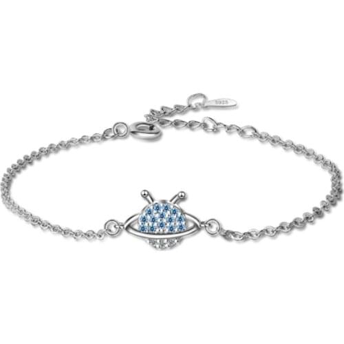 Net red crystal blue star student wind simple personality temperament female models silver plated bracelets JO027