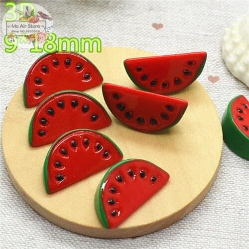 Watermelon fruit 10PCS 3D Resin Flatback Cabochon Miniature food Art Supply Decoration Charm Craft