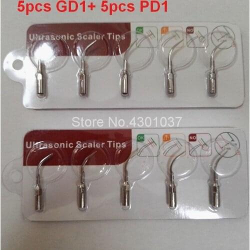 10 PCS Dental Scaling Perio Tips for Satelec DTE NSK Ultrasonic Scaler Handpiece 5pcs GD1 + 5pcs PD1 Teeth Whitening