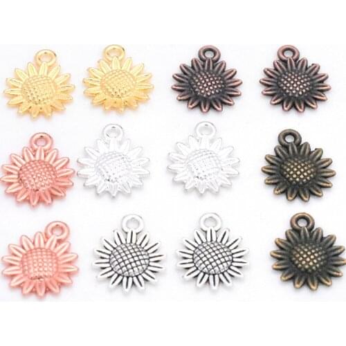 19x15mm 30pcs/Lot Gold Color Plated Sunflower Charms Pendant DIY Handmade Jewelry Accessories Wholesale