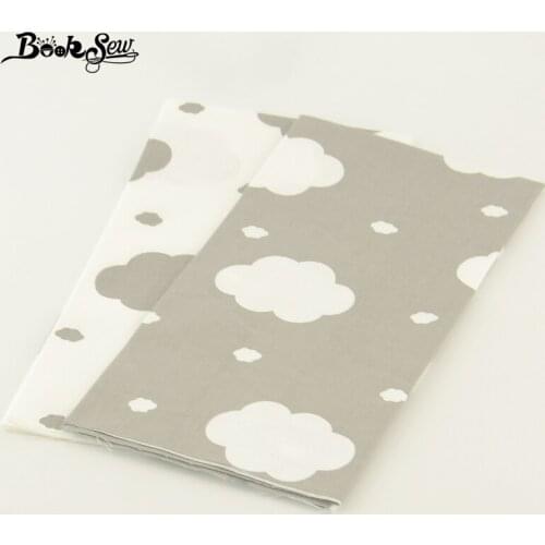 2 Pcs/lot 100% Cotton Booksew Fabric White and Dark Clouds Patterns DIY Quilting Twill Tissue Clothing Baby Bedding 50cmx100cm