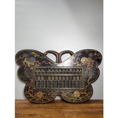 20" Tibet Buddhism Temple Old wood lacquerware abacus Lion Rolling Hydrangea Joe Bookkeeping Room Abacus Accounting abacus