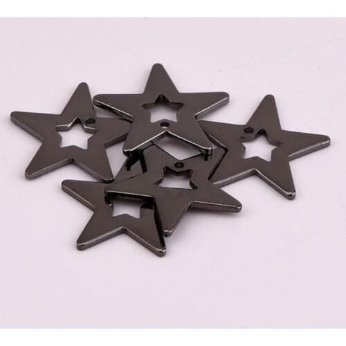 15.5mm single hole hollow 5 color star pendant minimalist style earring pendant DIY jewelry accessories