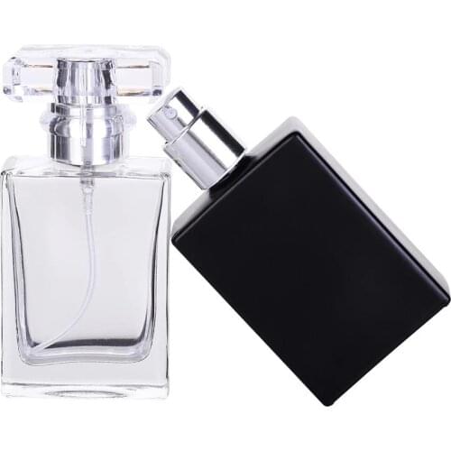 5pcs 30ml 50ml square perfume spray glass bottle spray bottle reusable bottle black and transparent perfume bottle