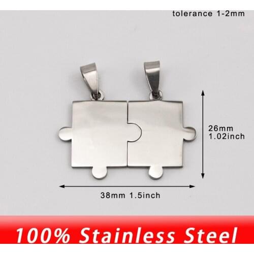 50pcs DIY jewelry high polish jigsaw puzzle tags charms Pendant stainless steel Necklace for men women wholesale price