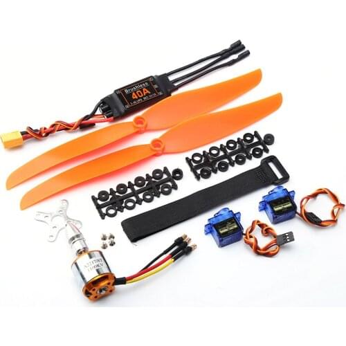 A2217 2217 1100KV / 1250KV / 2300KV Brushless Motor + 40A ESC + SG90 Servo + 6040/8060/1060 Prop for RC High Speed Fixing