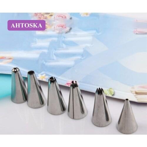 AHTOSKA 6PCS High Quality Stainless Steel Piping Nozzles With Small Mouth Cake Tools Kitchen Baking Tools
