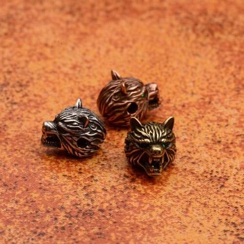 Amader Leopard DIY Metal Beads Handmade Men Beaded Bracelets Jewelry Making Accessories Leopard Head Charm Copper Beads BD504