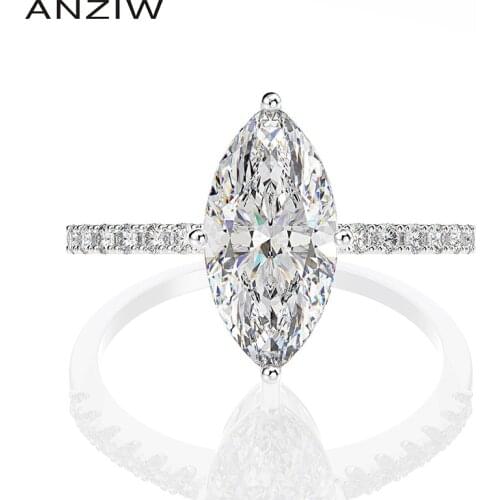 ANZIW High Quality 2021 New Fashion Rings Marquise Cut Created SONA Diamond Classic Engagement Ring For Women Jewelry Gifts