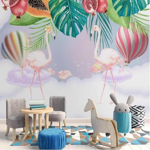 Milofi custom large wallpaper mural simple pink couple flamingo children room background wallpaper mural