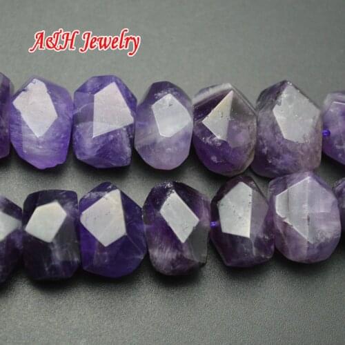 2pcs Natural Purple Crystal Faceted Block DIY Jewelry Making Beads 14x20mm Fashion Beads