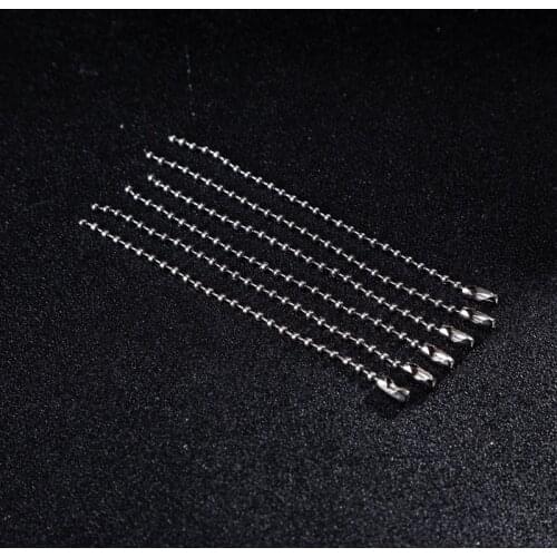 50pcs/lot Rhodium 2.4mm Round Ball Bead Chains 8 10 12 15 20CM Length Dog Tag Bulk Chains With Connector DIY Jewelry Findings