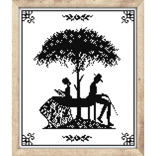 Black and white characters cross stitch kit aida 14ct 11ct count printed canvas stitches embroidery DIY handmade needlework