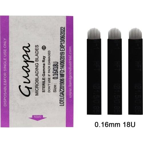 Black 0.16mm Microblading Needle 18U Shape Eyebrow Tattoo Needles for Tattoo Lamina Tebori Flex Blades U Shape SPMU Needle Blade
