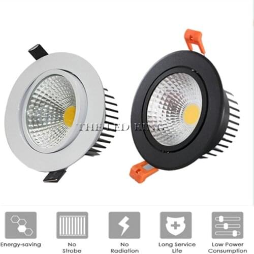 Black white Dimmable LED COB Downlight AC110V 220V 3W5W/7W/12W Recessed LED Spot Light lumination Indoor Decoration Ceiling Lamp
