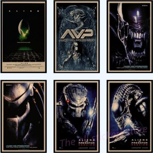 Alien vs. Predator AVP Home Furnishing decoration Kraft Movie retro Poster Drawing core Wall stickers /2015
