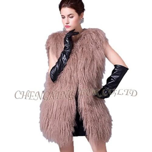 CX-G-B-101C High Quality Mongolian Lamb Fur Vest Winter Coat Women High-Grade Fur Coat Leisure Women Coat Large Size
