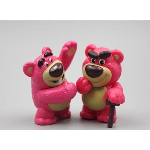 Disney Toy story 2piece 4.5cm Strawberry bear figure collection toys Lotso bear Decorations figure toys