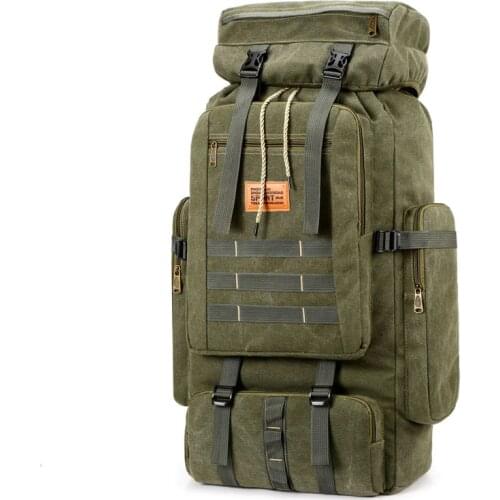 Backpack Canvas Travel Bag Mens Outdoor Sport Trekking Camping Large Capacity Luggage Rucksack Multi Functional Hiking Knapsack