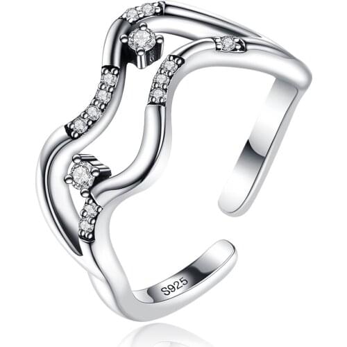 ZEMIOR M Shaped Vintage Ring S925 Sterling Silver Atmospheric Ring For Women Fine Jewelry Best Selling Christmas Day Gifts