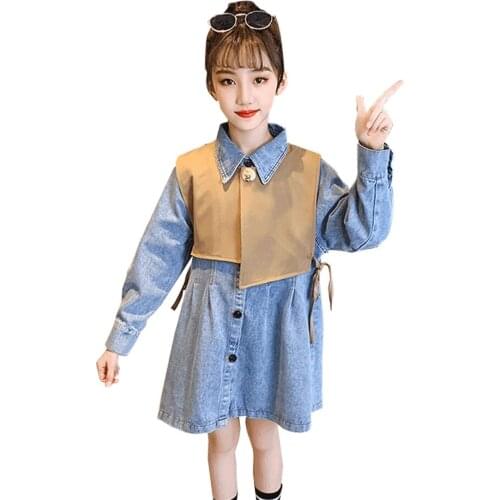 Girls Clothes Solid Vest + Denim Dress Girls Clothing Casual Style Tracksuit Girl Spring Autumn Tracksuits For Children