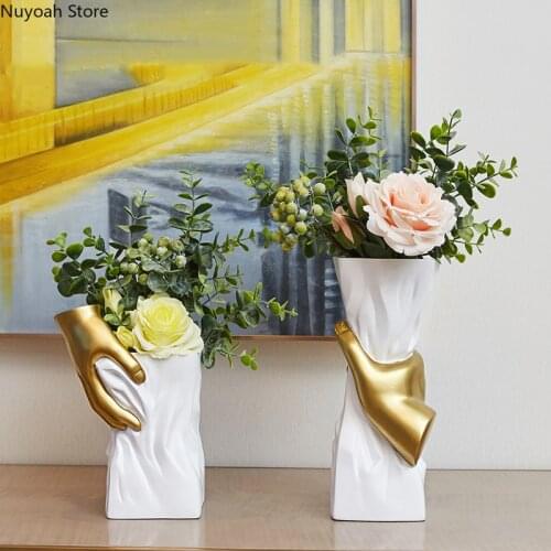 Creative White Vase Decoration Living Room Dried Flower Flower Arrangement Accessories Countertop Vase/modern Home Decoration