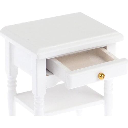Doll House Bedside Cupboard Dolls Mini Furniture Modern Night Table 1:12 Scale Dollhouse Wooden Miniature