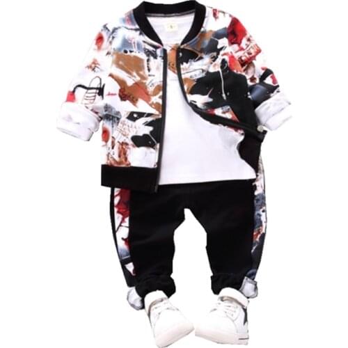 New Autumn Baby Girl Clothes Children Boys Cotton Jacket T Shirt Pants 3Pcs/sets Toddler Fashion Clothing Infant Kids Tracksuits